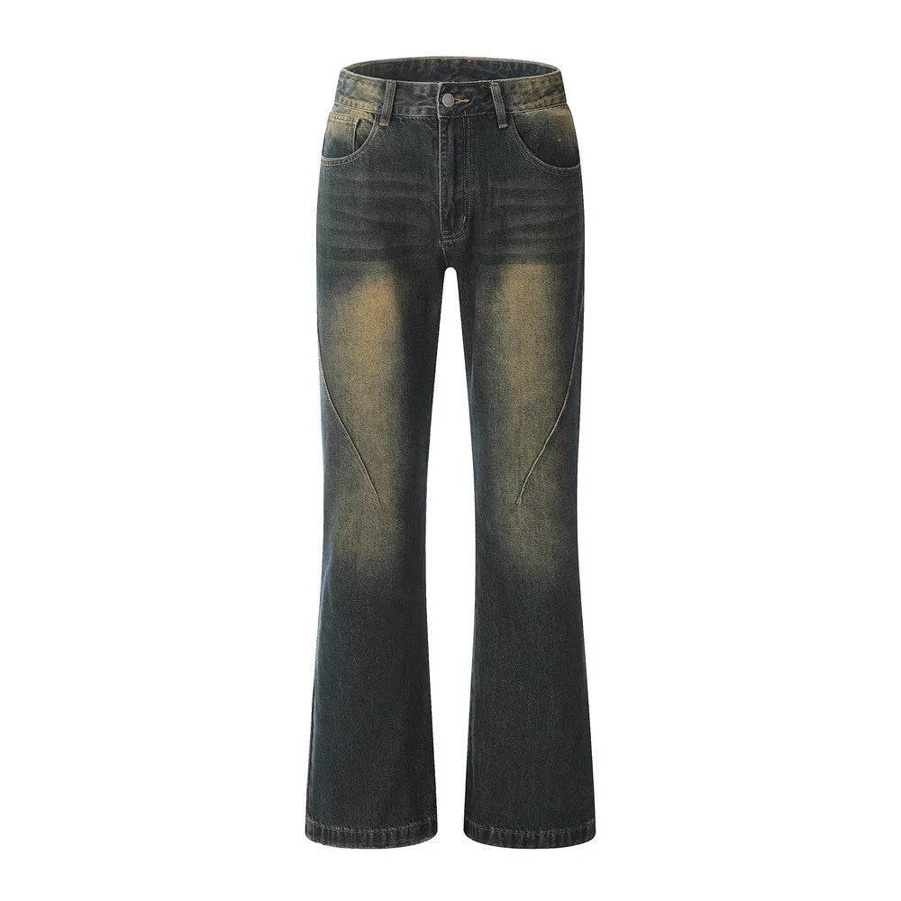 Washed Yellow Denim Bootcut Jeans Pants Men - EX-STOCK Canada