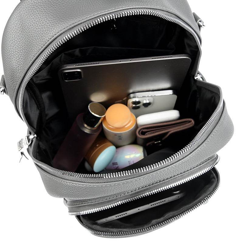 Large Capacity Soft Leather Student Backpack Trendy Travel Bag - EX-STOCK Canada