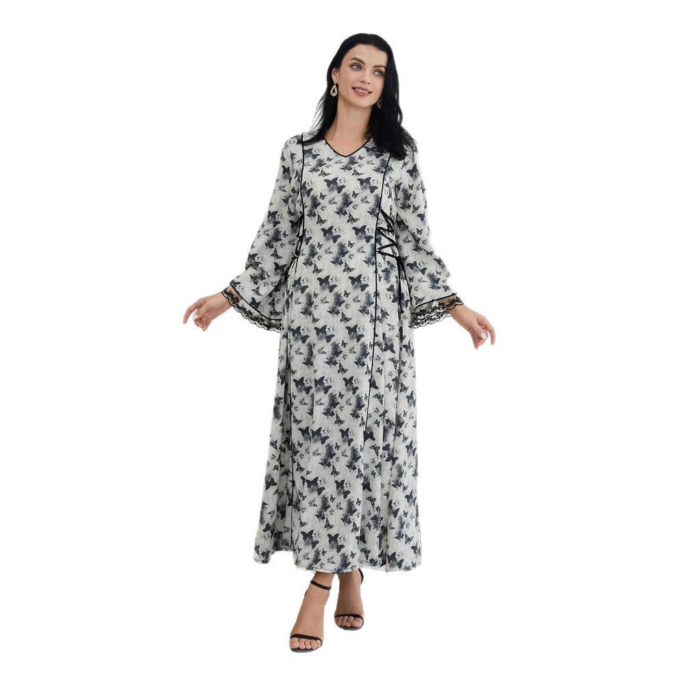 Fashion Printed Muslim Robe Abaiya Dress - EX-STOCK Canada