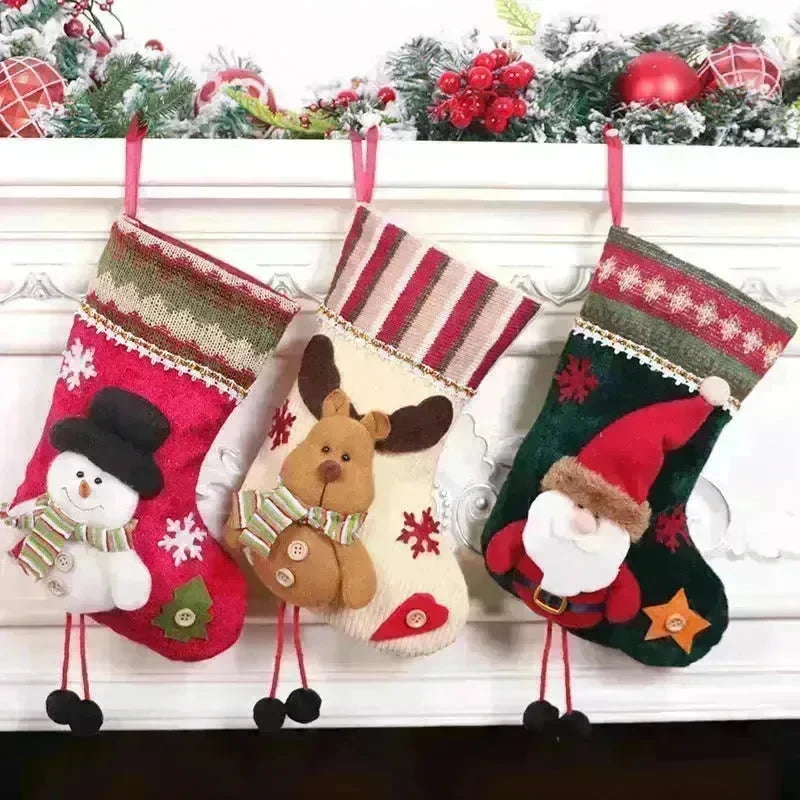 Christmas Stockings Gift Bag Flannel Small Size Hanging Decorations - EX-STOCK CANADA