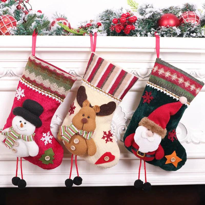 Christmas Stockings Gift Bag Flannel Small Size Hanging Decorations - EX-STOCK Canada