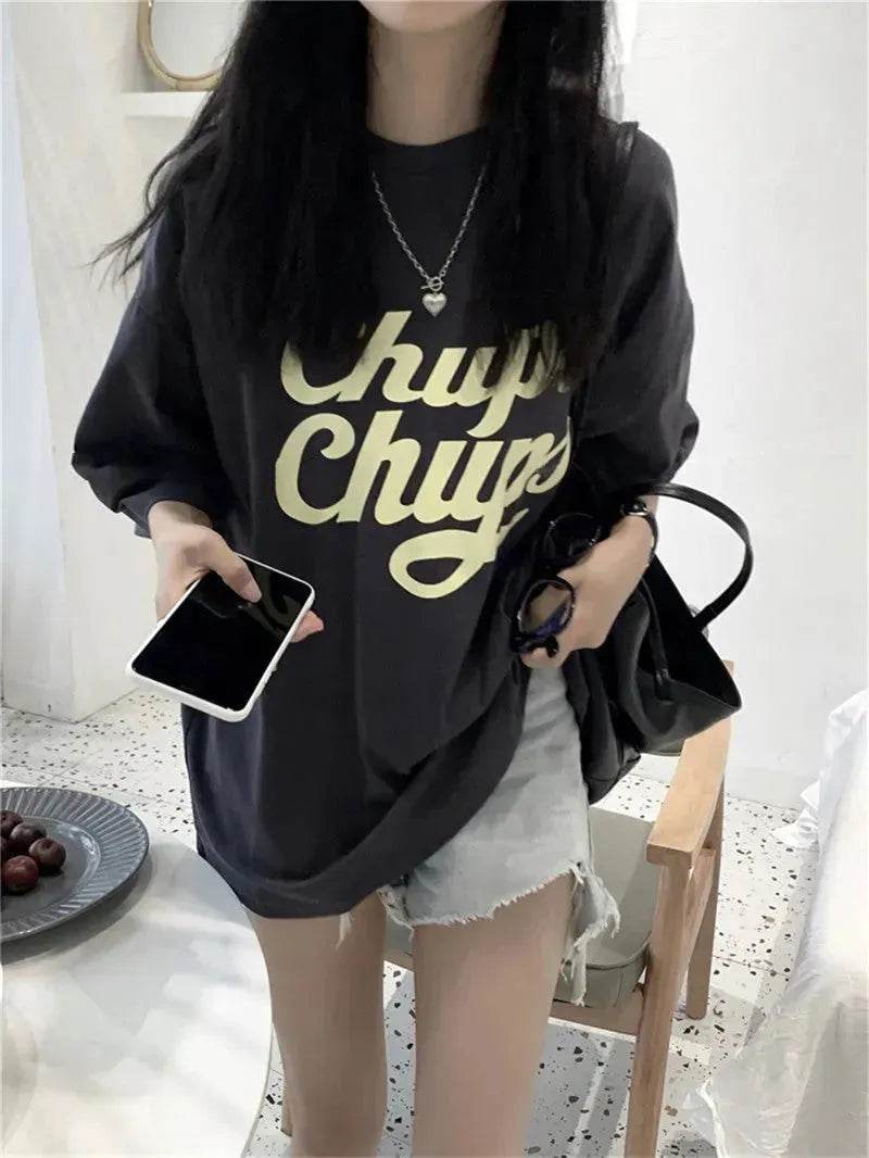 Street Fashion Oversized women round neck polo y2k fashion - EX-STOCK Canada