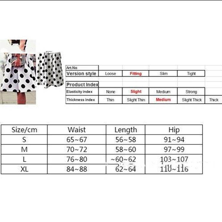 White Polka dot High Waist A-line Pleated Midi Skirt for office work - EX-STOCK Canada