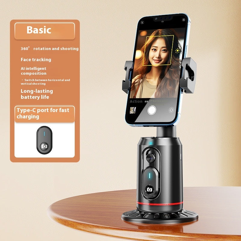 Black AI Face-Tracking Phone Holder with Bluetooth Remote – Q02 & Q04