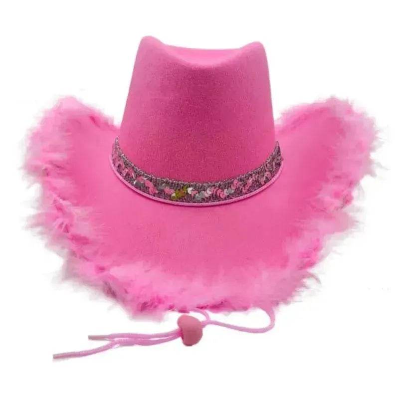 Trendy cowgirl hat Sequined Ribbon Upturned Eaves Raw Edge Denim Top Hat Pink Cowgirl Hat womens pink cowboy hat - EX-STOCK Canada