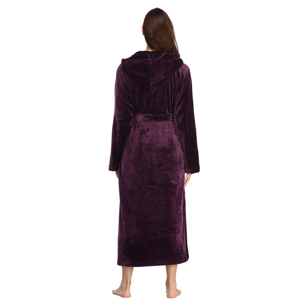 Peignoir long pour femmes RONGTAI en polaire douce, robe de nuit épaisse avec capuche et poches, vêtement de nuit moelleux pour hommesEX-STOCK Canada