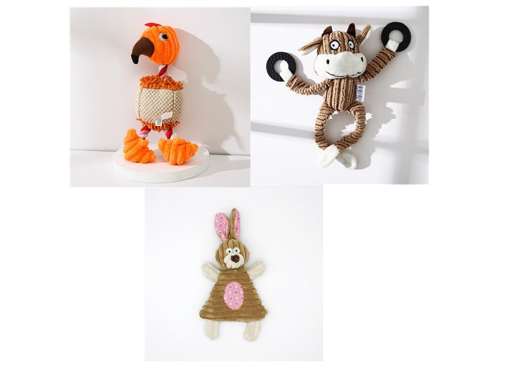 Pet Toy Donkey Shape Corduroy Chew Toy For Dogs Puppy Squeaker Squeaky Plush Bone Molar Dog Toy Pet Training Dog EX-STOCK Canada