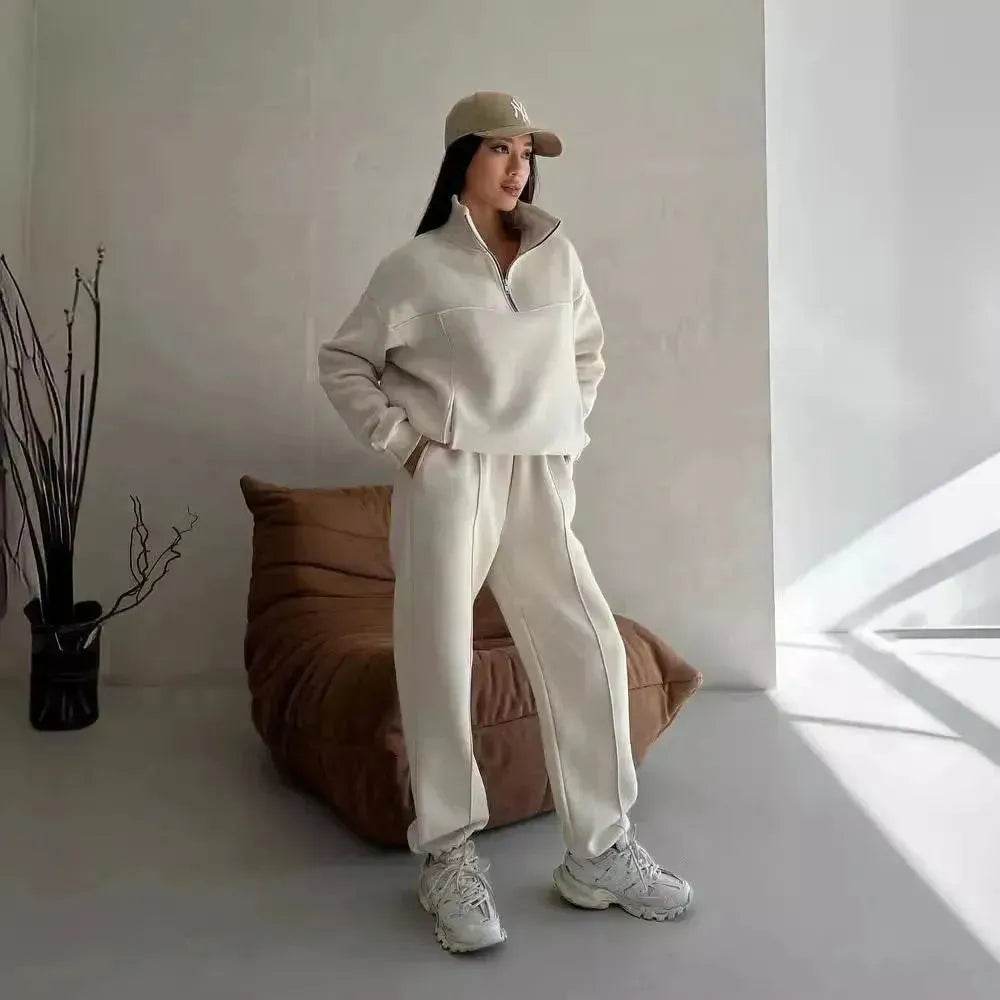 Y2K Winter Jogging Women Two Piece Set Female Zipper Coat Casual Pants Tracksuit Autumn Jacket Fashion Contrast Sport Wear Set - EX-STOCK Canada