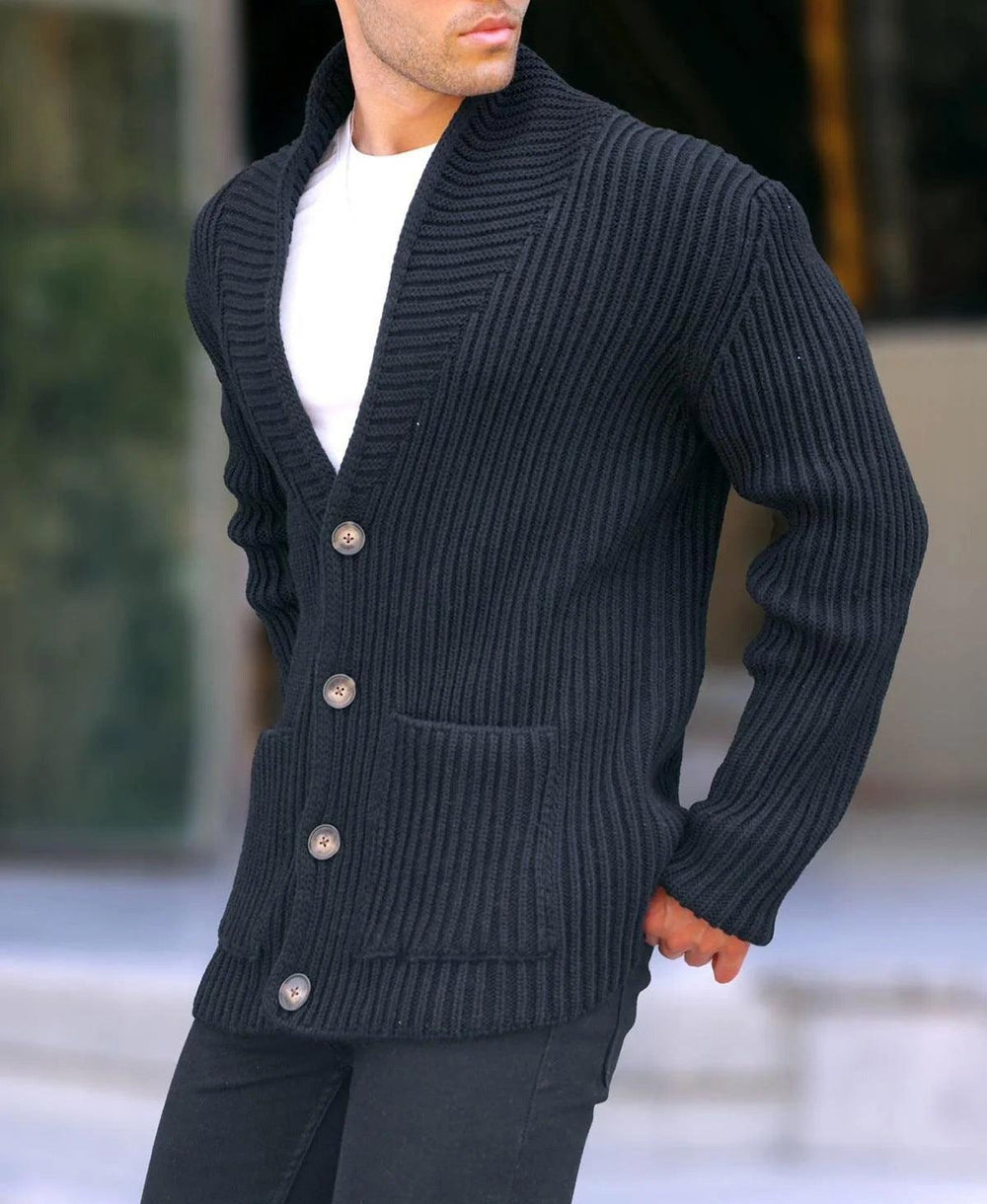 Pull à manches longues à col revers simple pour hommesEX-STOCK Canada