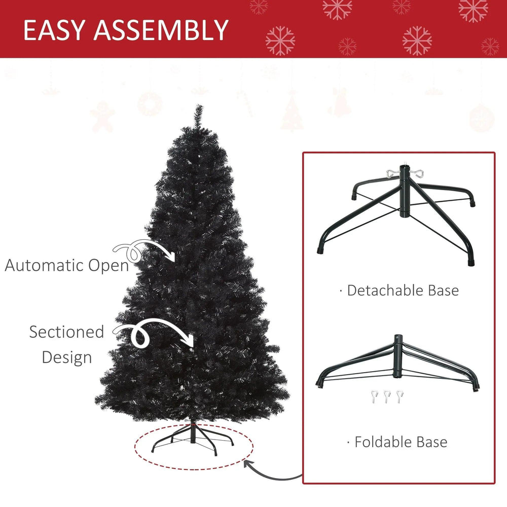 7ft Artificial Christmas Tree Holiday Home Indoor Decoration With Automatic Open, Black EX-STOCK Canada