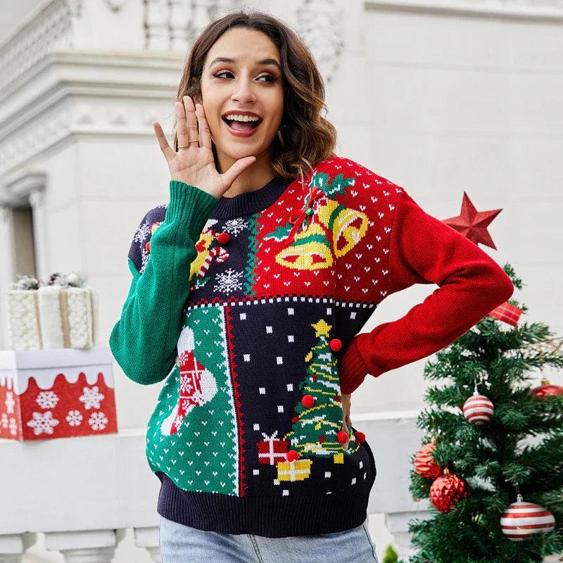 Women's Pullover Christmas Tree Snowflake Christmas Knit Sweater EX-STOCK Canada