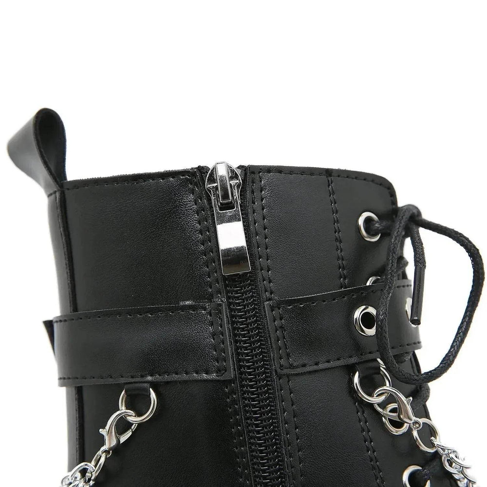 Black Block heeled Buckled Ankle boot Gothic for women - EX-STOCK Canada