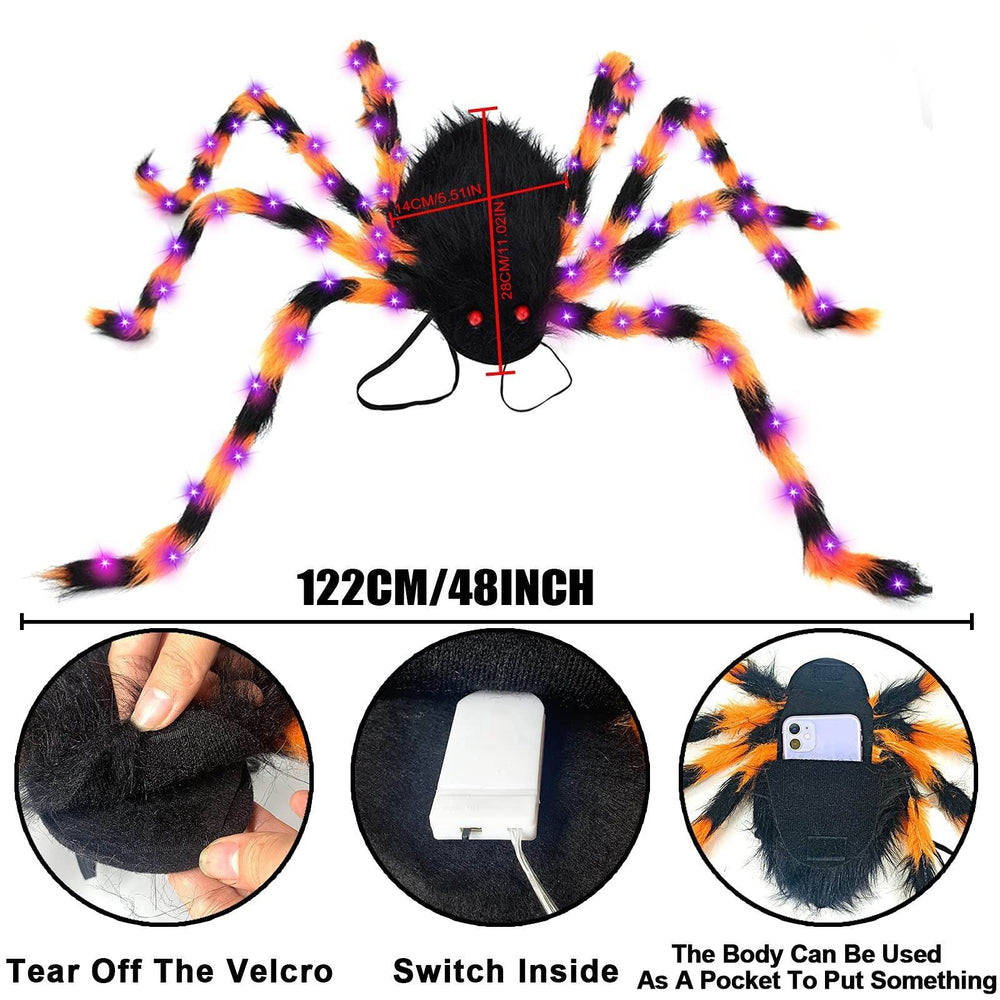 Halloween Spider Backpack Nine LED Modes Plush Sugar Bag - EX-STOCK Canada