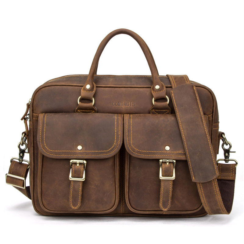 Retro Crazy Horse Cowhide Large Capacity Leather Travel Bag | EX-STOCK Canada