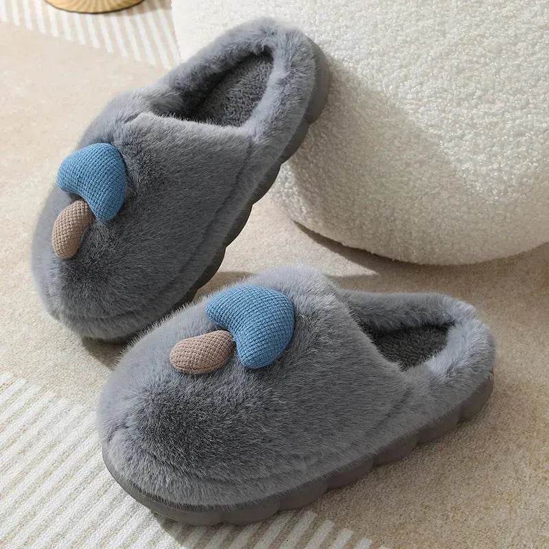 Cute Mushroom Cotton Slippers For Women Thick-soled Autumn And Winter Plush Slipper Indoor Non-slip Eva Household Furry Shoes - EX-STOCK Canada
