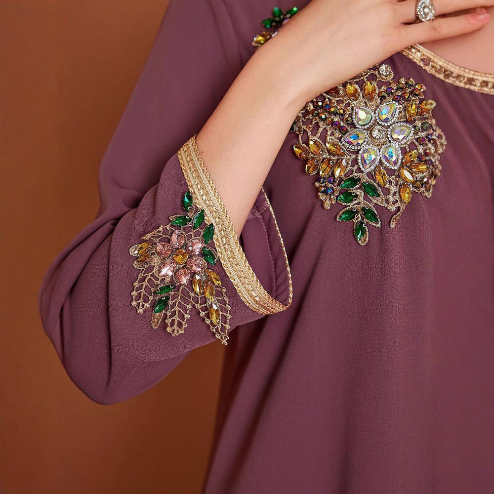 Robe musulmane élégante à la mode du Moyen-Orient avec nouvelle broderie en mousseline - EX-STOCK Canada