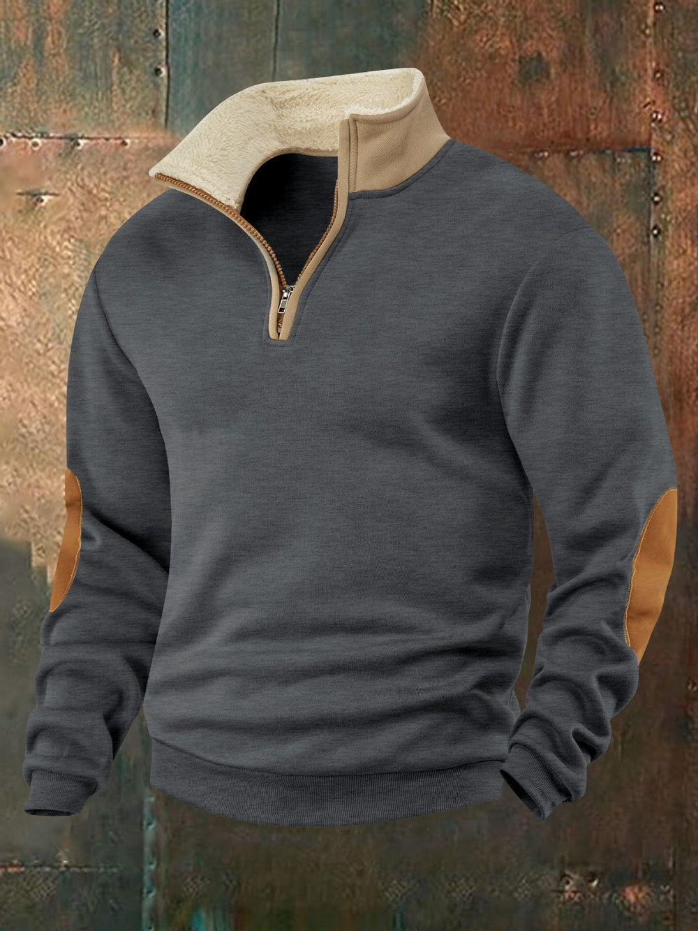 Retro Patchwork Half Cardigan Men's Long-sleeved Sweater EX-STOCK Canada