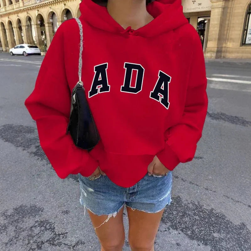 Casual And Versatile Letter Loose Hoodie With Fleece Lining For Women EX-STOCK Canada