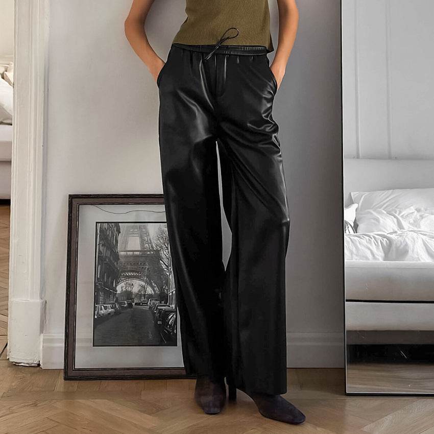 Casual Leather High-waisted Work Formal Trousers Pant women - EX-STOCK Canada