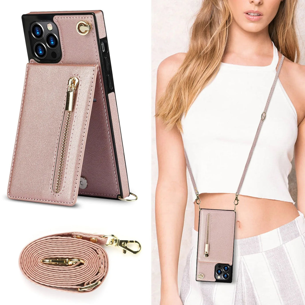 Samsung leather Crossbody Phone Case Card Holder Wallet leather case - EX-STOCK CANADA
