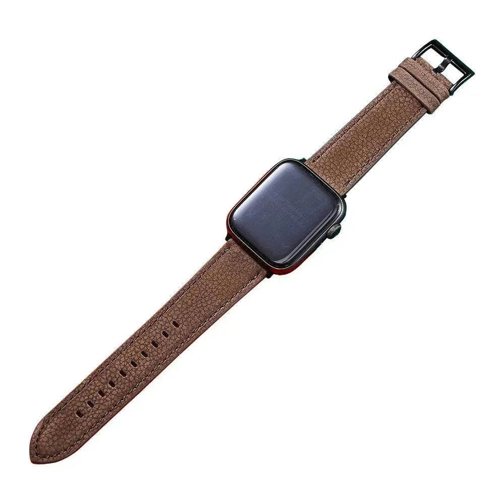 Suitable For Iwatch SE Strap Lychee Pattern Oil Wax Leather Strap New Silicone Leather Strap - EX-STOCK Canada
