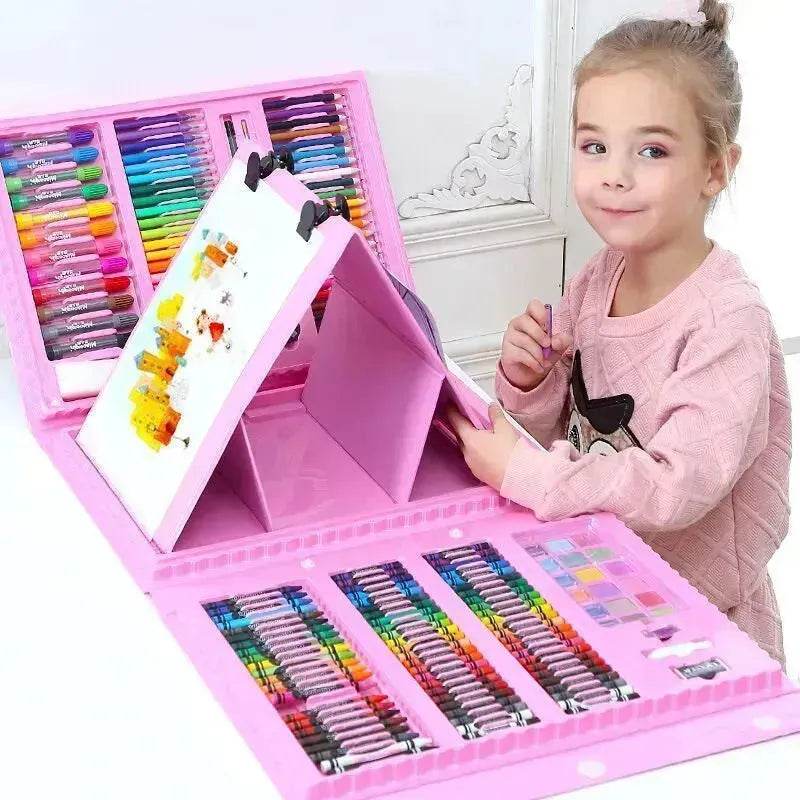Double Panel Easel Version Watercolor Pen Set Brush Crayon Oil Pastel Children Painting Coloring Drawing Art set. - EX-STOCK Canada