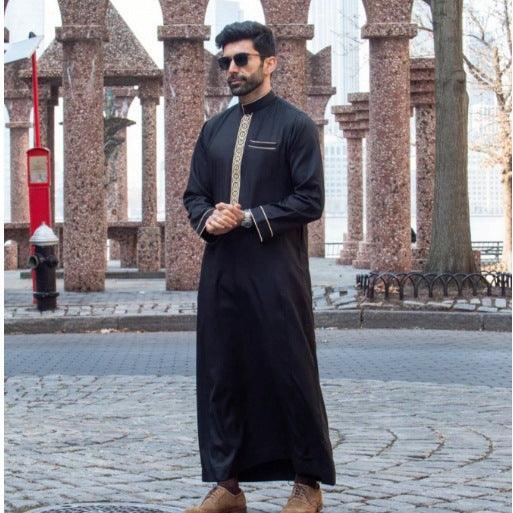 Muslim Middle East Long Sleeve Embroidered Casual Ethnic Robe - EX-STOCK Canada