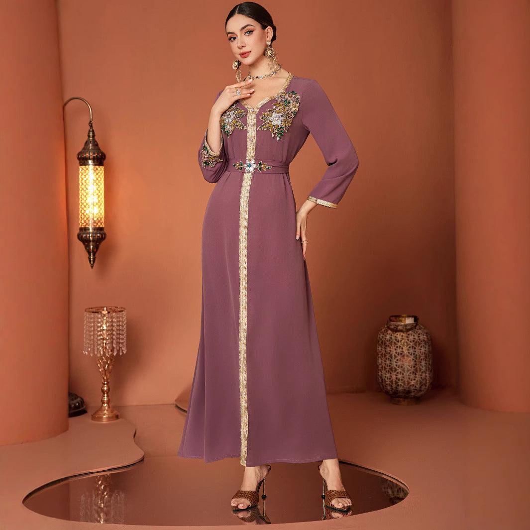 Middle East Muslim Fashionable Elegant New Embroidered Musilin Robe - EX-STOCK Canada