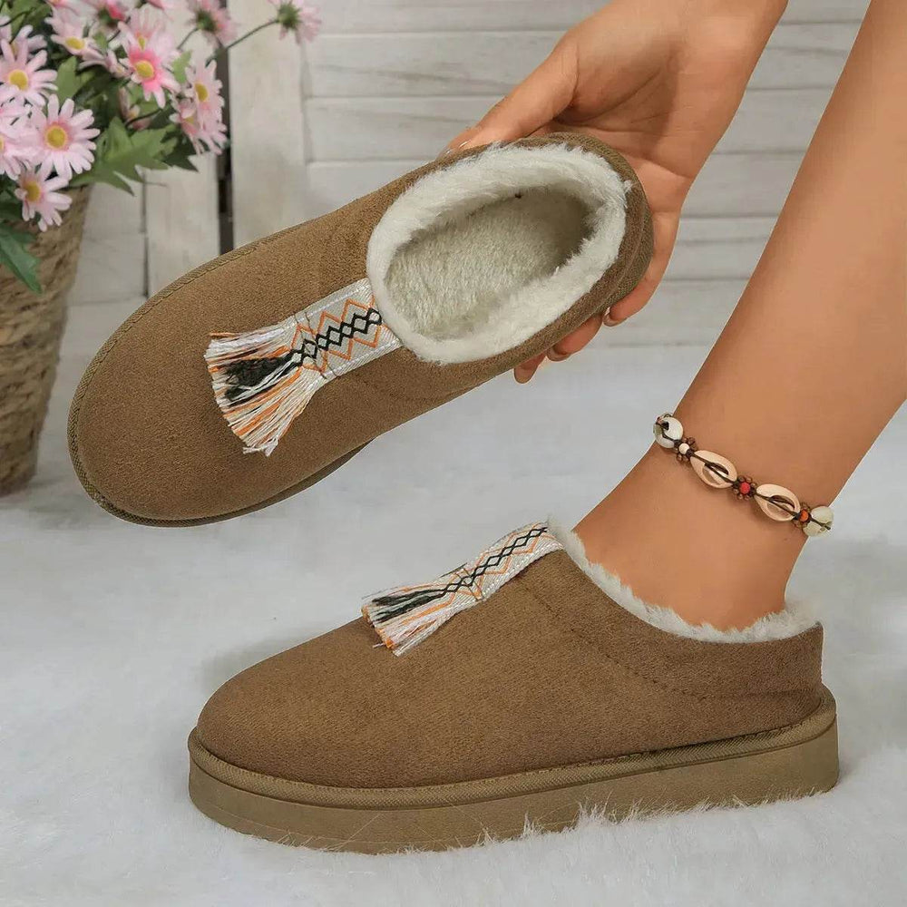 Winter Plush Home Slippers Fashion Round Toe Flat Suede Garden Shoes Indoor Warm Floor Bedroom Slipper For Women - EX-STOCK Canada