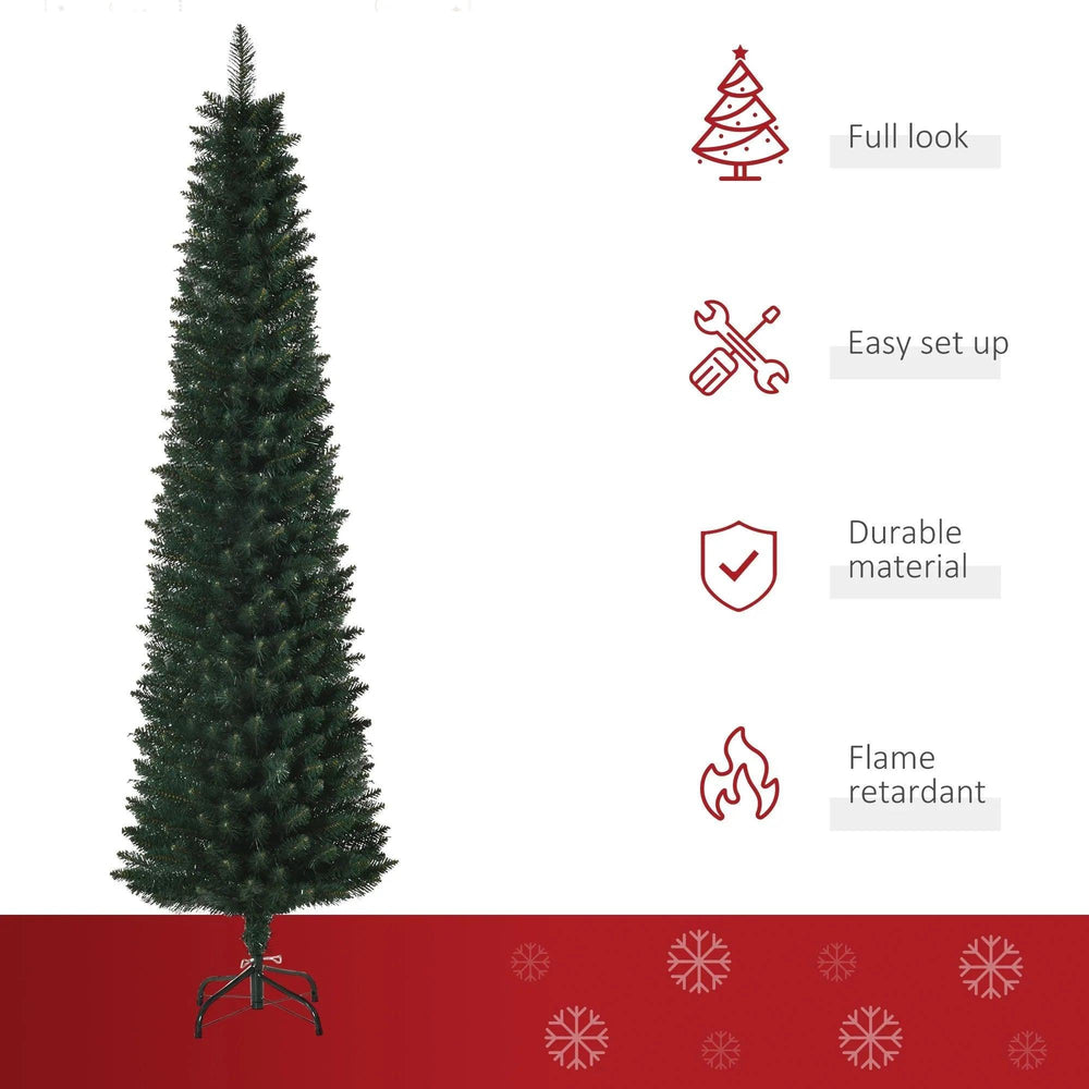 Sapin de Noël artificiel de 6 pieds, sapin crayon de Noël, décoration intérieure pour la maison pendant les fêtes avec support noir pliable pour fête, vertEX-STOCK Canada