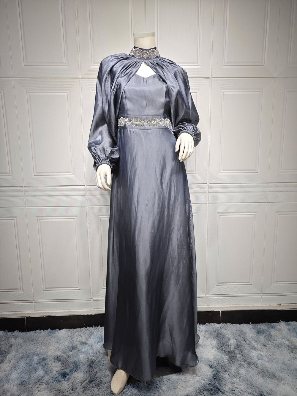 Robe Abaya féminine en satin de soie brillante à deux pièces pour perçage chaud - EX-STOCK Canada