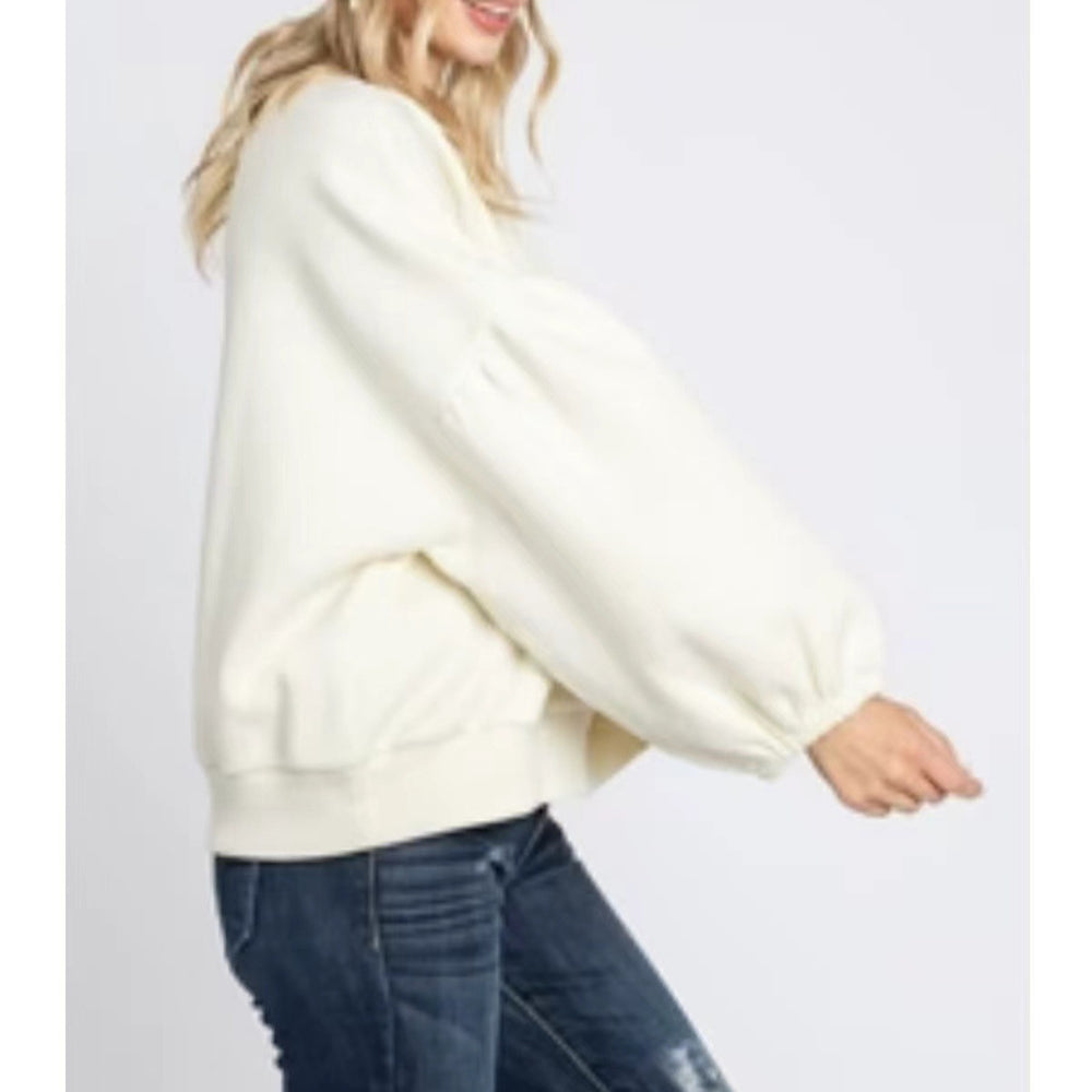 Pull-over décontracté pour femme à manches longues avec motif de NoëlEX-STOCK Canada