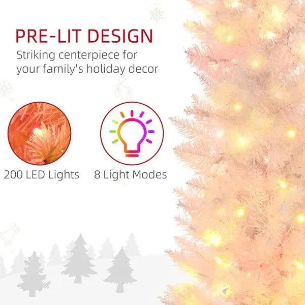 6' Prelit Christmas Trees, Pencil Artificial Christmas Tree With Colourful Surface Tips, Colourful LED Lights, White EX-STOCK Canada