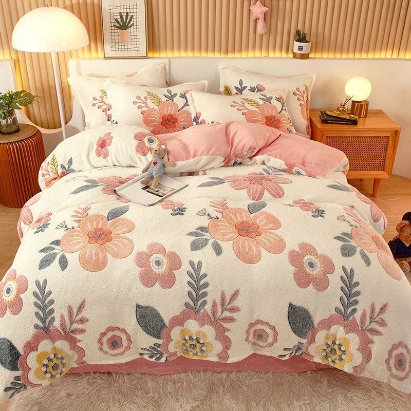 Coral Fleece Duvet Cover Sheet Flannel Pillowcase EX-STOCK Canada