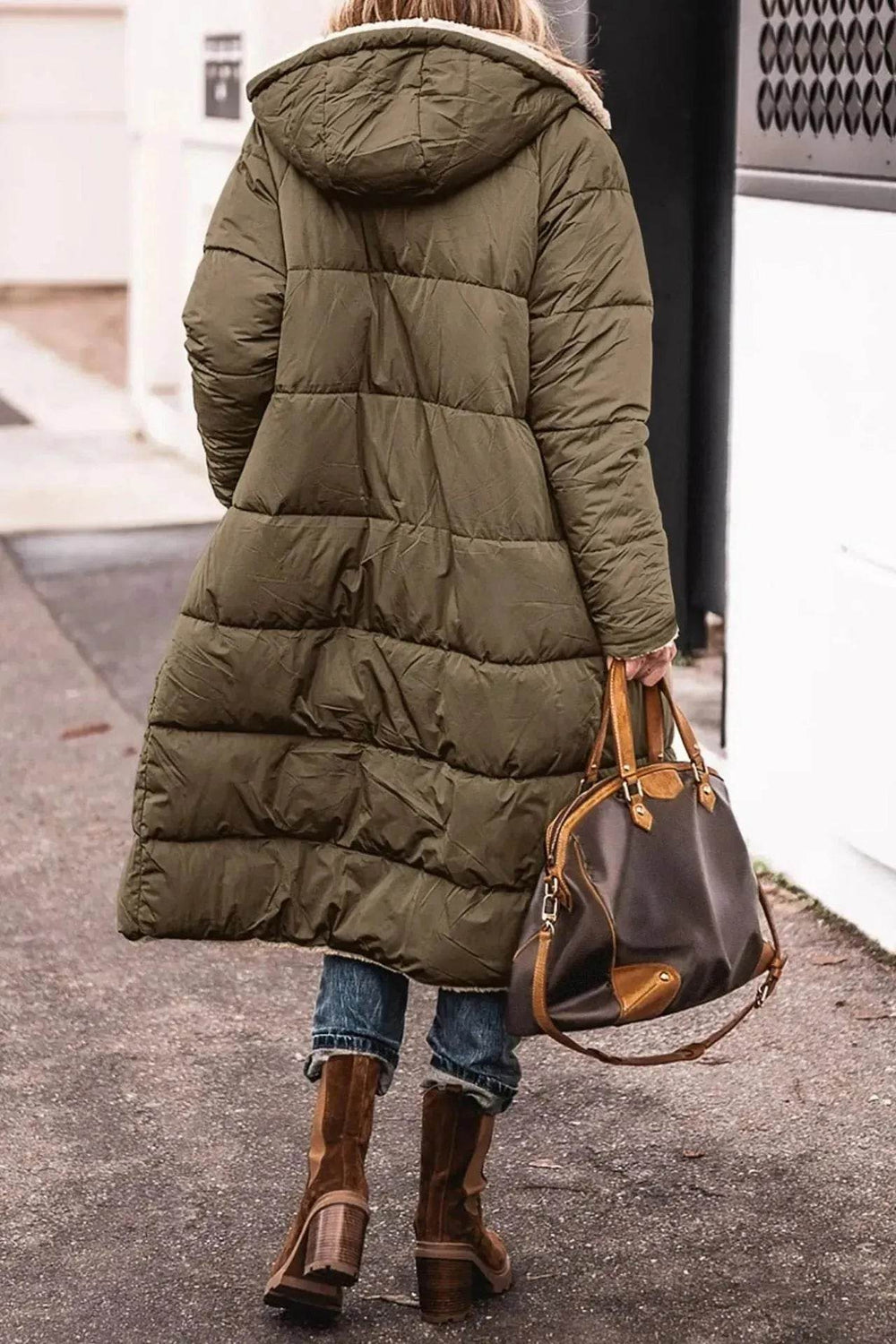 Classy Fleece lined Long Hooded Puffer Winter coat for women - EX-STOCK Canada