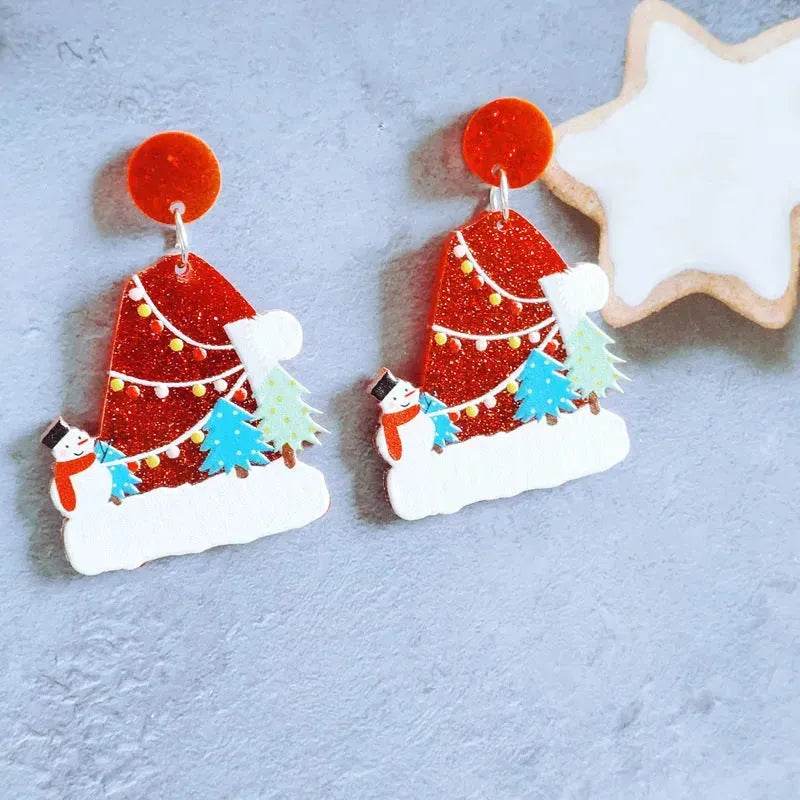 Sweet Christmas Tree Earrings With Rhinestones New Fashion Christmas Acrylic Earrings Women's Jewelry - EX-STOCK Canada