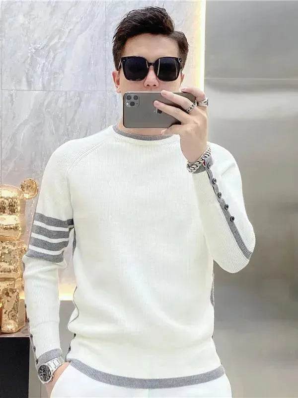 Simple All-match Slim fit Round Neck Pullover Sweater top for men - EX-STOCK Canada