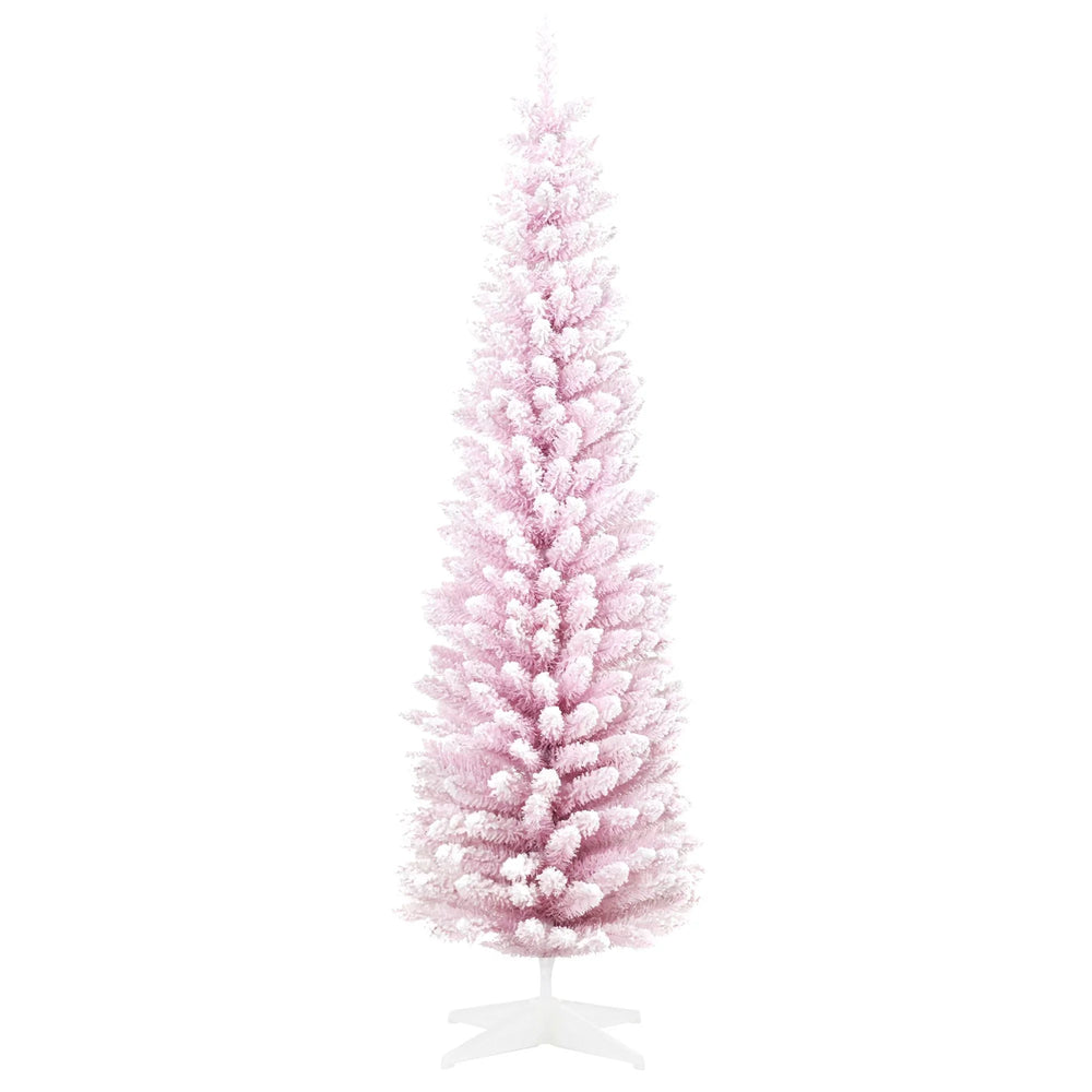 7ft Flocked Christmas Tree, Pencil Artificial Christmas Tree With Realistic Branches EX-STOCK Canada