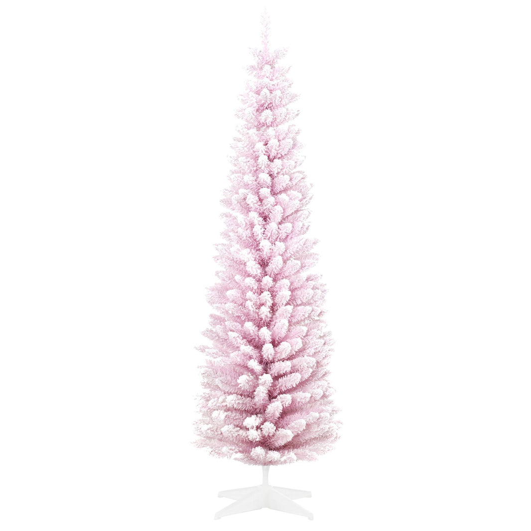7ft Flocked Christmas Tree, Pencil Artificial Christmas Tree With Realistic Branches EX-STOCK Canada
