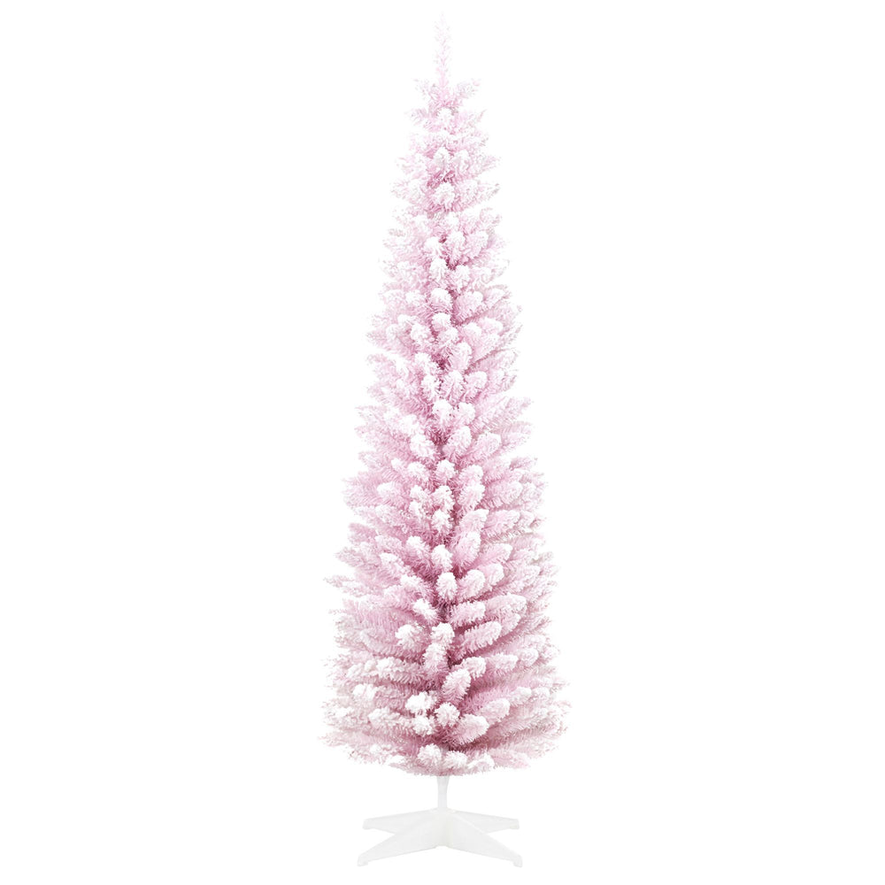 7ft Flocked Christmas Tree, Pencil Artificial Christmas Tree With Realistic Branches EX-STOCK Canada