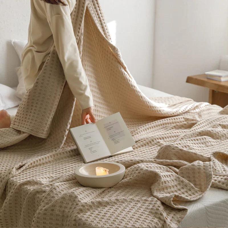 Waffle Cotton Yarn Air Conditioner Summer Cooling Duvet Solid Color Dormitory Comforter EX-STOCK Canada