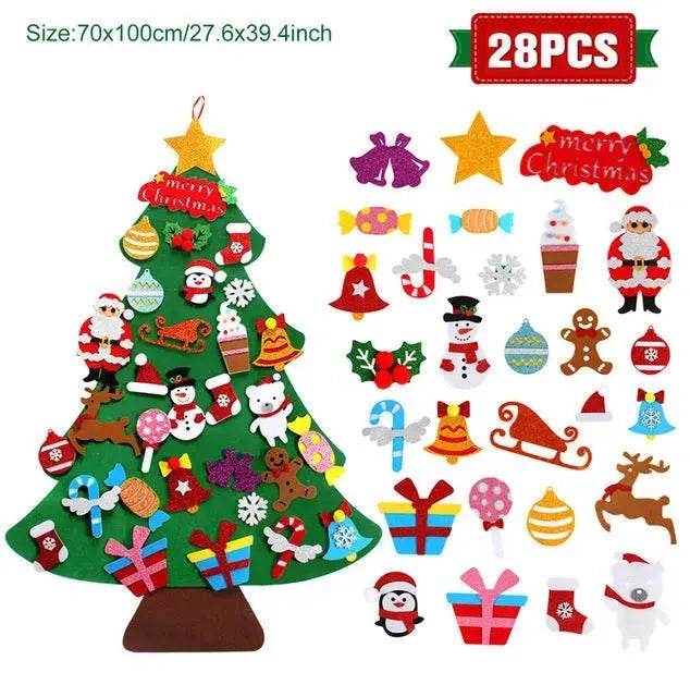 DIY Felt Christmas Tree New Year Toddler Kids Handmade Gift Toys Door Wall Hanging Ornaments Holiday Party Home Decor Set - EX-STOCK Canada
