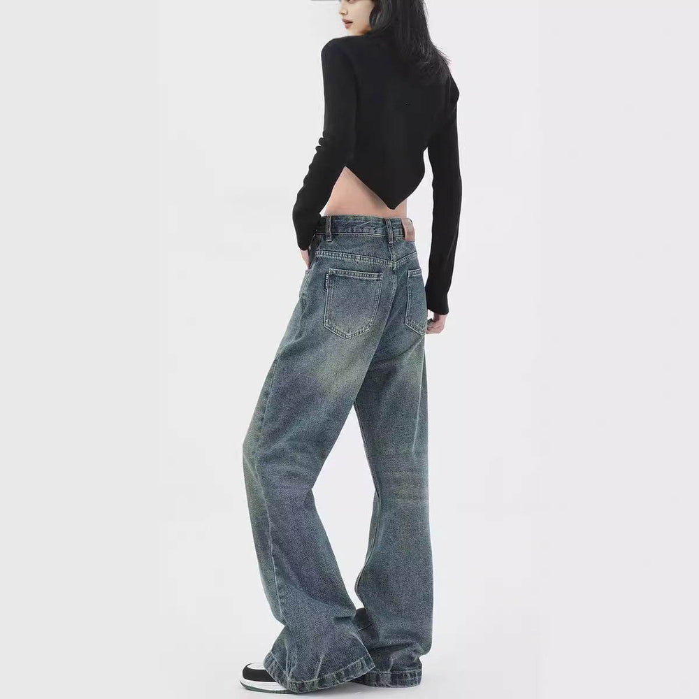Retro Design Wide Leg Pants High Waisted Boyfriend Jeans - EX-STOCK Canada