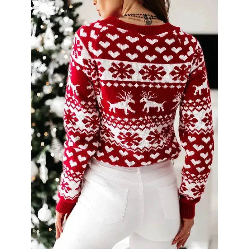 Christmas Elk Long Sleeve Knitted Sweater - EX-STOCK Canada