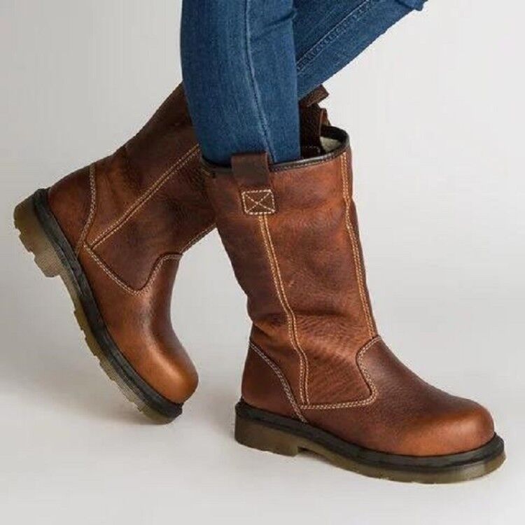 Women's Round Toe Short Boots | Brown & Black Casual Mid-Calf Boots