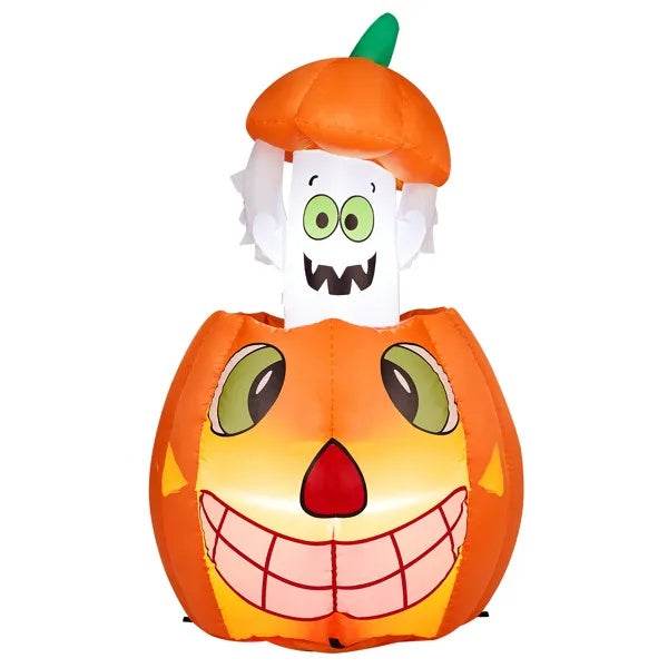 2.8 FT Halloween Inflatables Animated Pumpkin Ghost, Outdoor Decorations Blow Up Yard Decor With Built-in LEDs For Indoor Party Garden Lawn Decor - EX-STOCK Canada