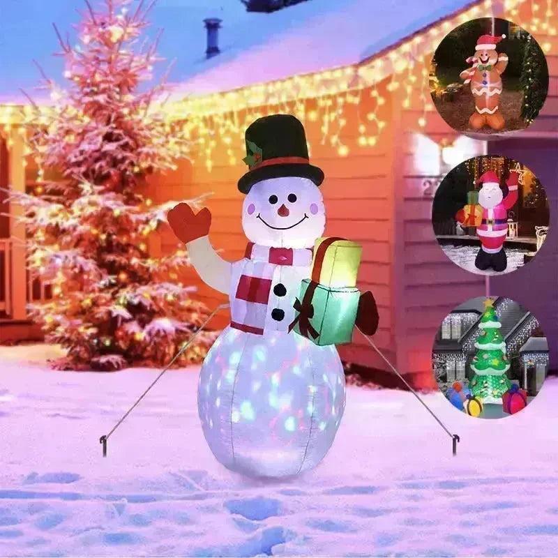 Christmas LED Lights Glowing Santa Tree Snowman Inflatable Doll Outdoor Yard Garden Decor - EX-STOCK CANADA