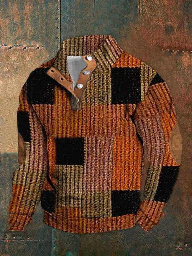 Half button Sweatshirt Men's Winter 3d Digital Printing Pullover Crew neck - EX-STOCK Canada