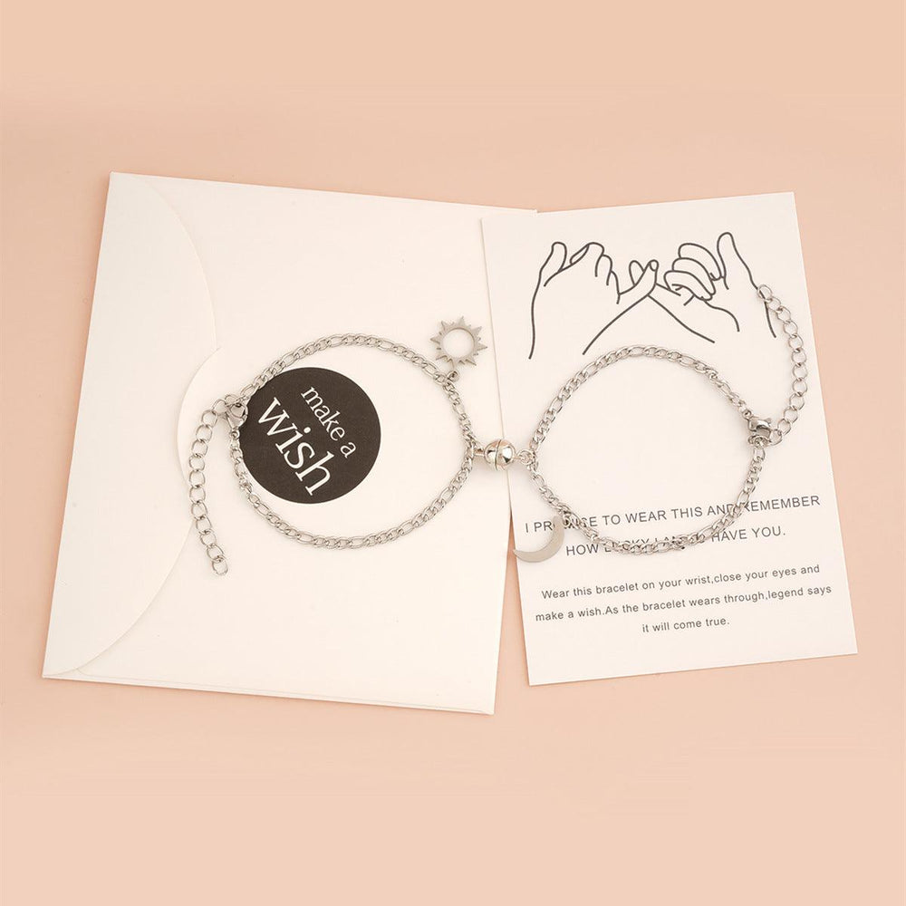 Stainless Steel Sun Moon Ball Magnetic Attachment Couple Bracelet - EX-STOCK Canada