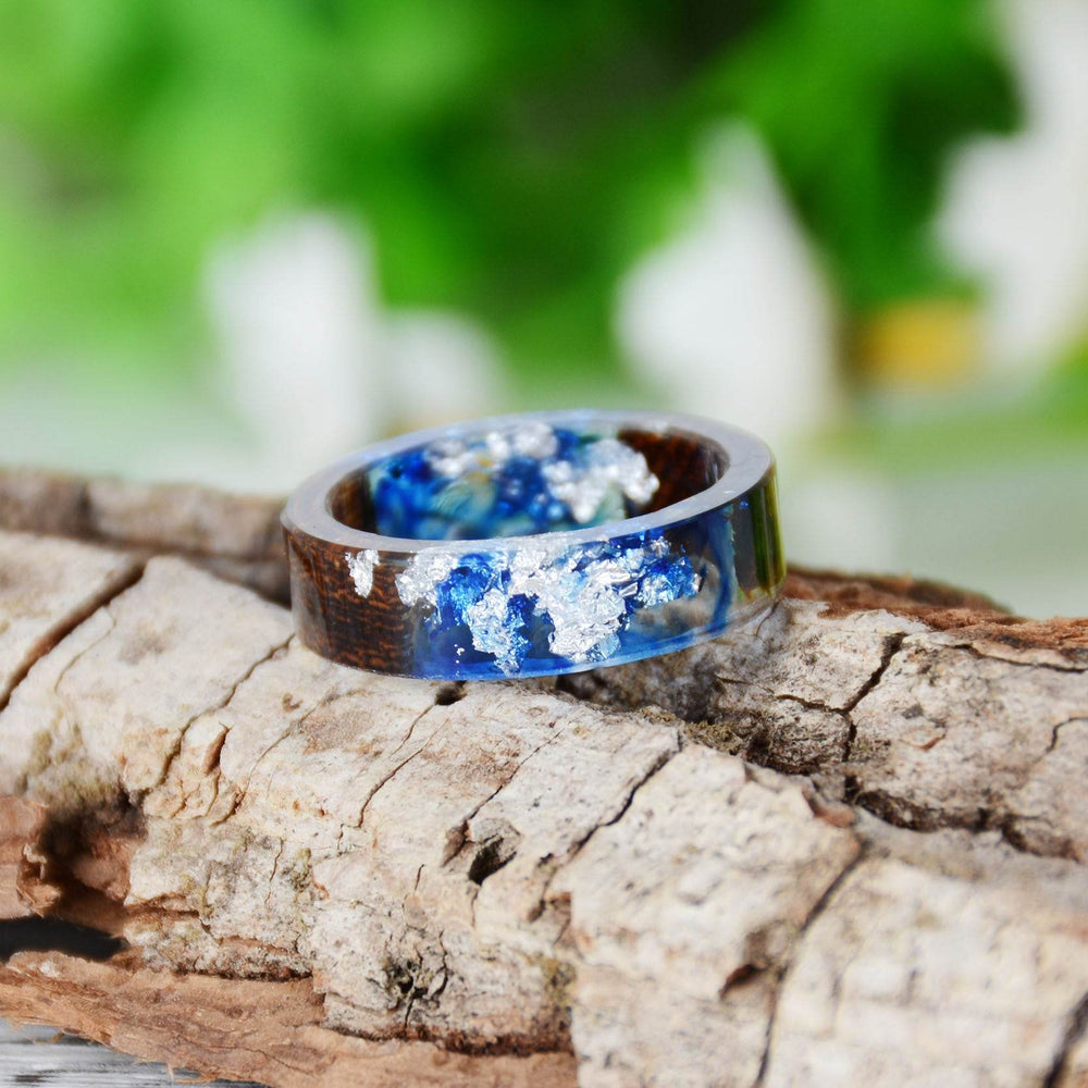 Handmade DIY romantic dry flower Real wood resin ring gold / silver paper inside ring women wedding party ring gifts for the lover - EX-STOCK Canada